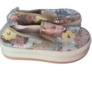 Floral Sequin Slip-On Platform Sneakers Size 36 EU (US 6) NWOB